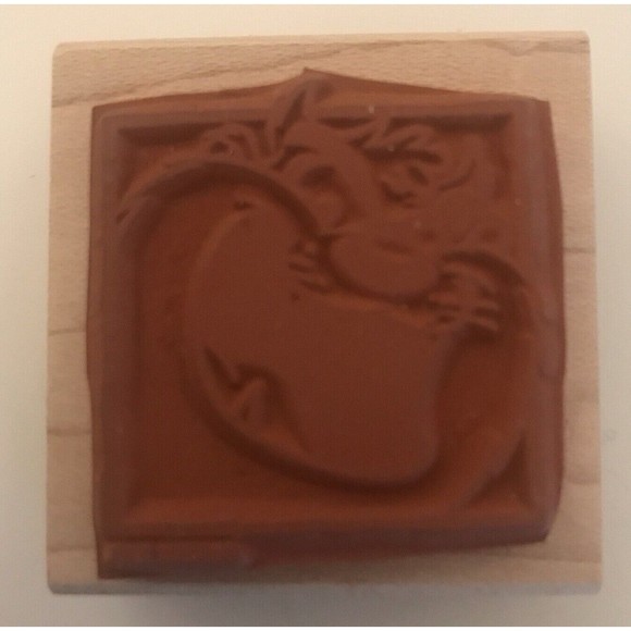 Looney Tunes Taz's Portrait Tazmanian Devil wood mounted rubber stamp 465C - Picture 2 of 3